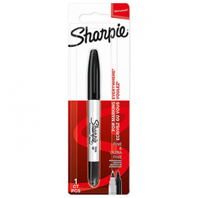 Sharpie, popisovač twin tip, čierny, 1ks, 0.5/0.9mm, permanentný, blistr