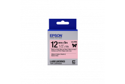 Epson LabelWorks LK-4PBK C53S654031 12mm x 5m, čierna tlač / ružový podklad, textilná stuha, originálna páska