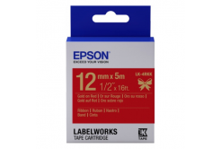 Epson LabelWorks LK-4RKK C53S654033 12mm x 5m, zlatá tlač / červený podklad, textilná stuha, originálna páska